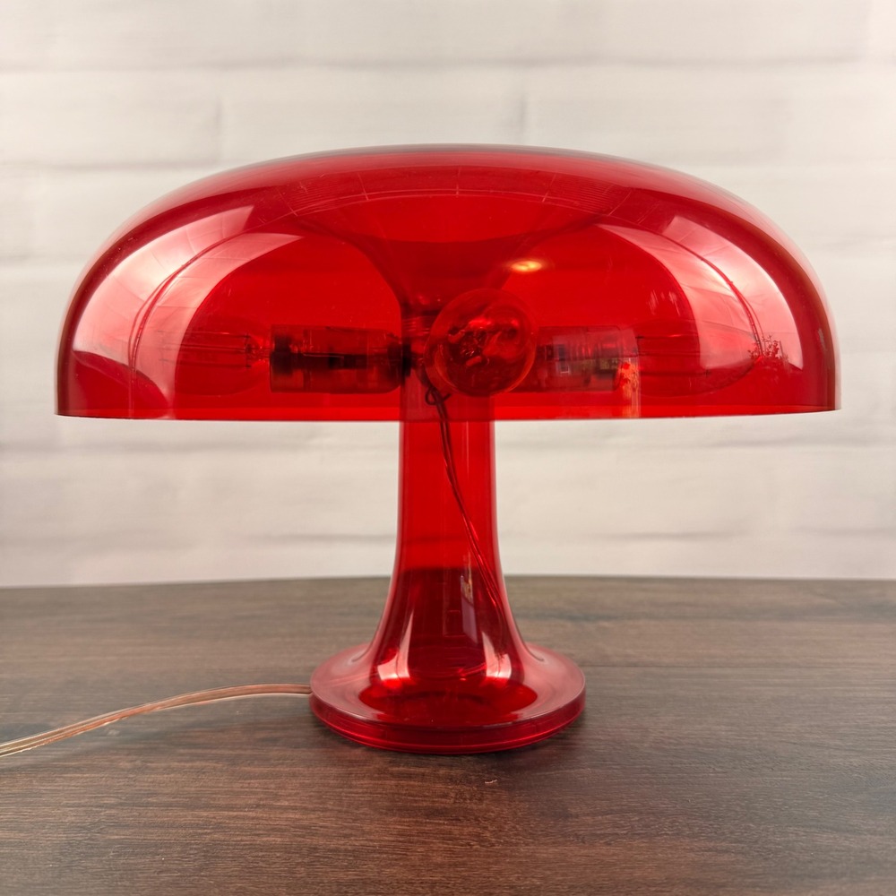 Artemide Nessino Table Lamp Red Giancarlo Mattioli Italian Mid Century Modern